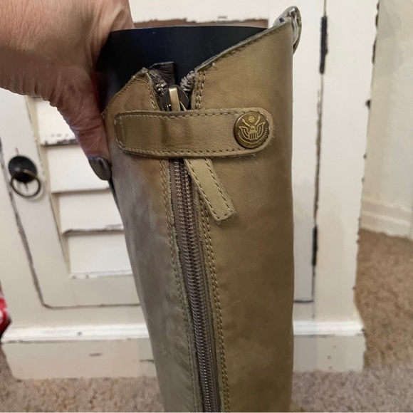 SAM Edelman Penny Tall Riding Boots Olive Taupe Leather Size 8.5 weathered - Picture 4 of 16